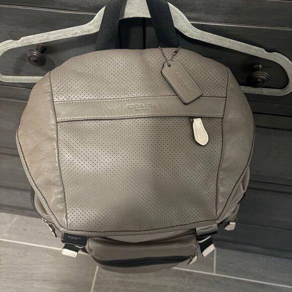 Coach All Terrain Trek Perforated Leather Canvas Unisex Backpack - Picture 4 of 17